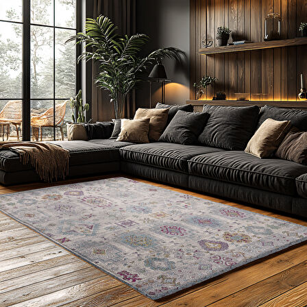 Kaymaz Taban Trend Vintage Yıkanabilir Dijital Baskı Halı