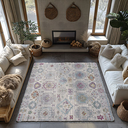 Kaymaz Taban Trend Vintage Yıkanabilir Dijital Baskı Halı