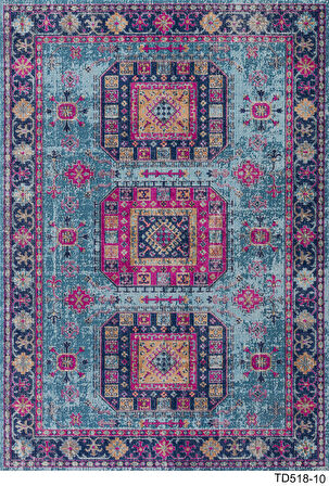 Kaymaz Taban Trend Vintage Yıkanabilir Dijital Baskı Halı