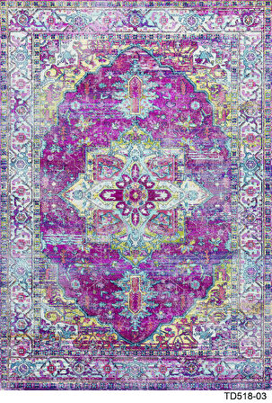 Kaymaz Taban Trend Vintage Yıkanabilir Dijital Baskı Halı