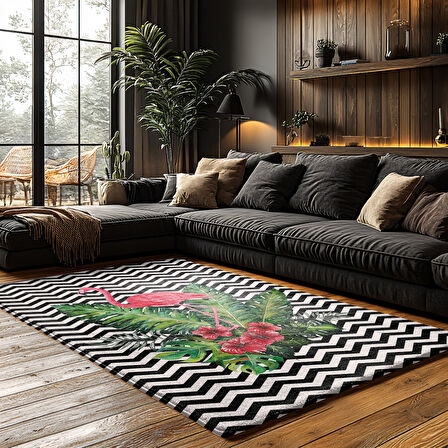 Kaymaz Taban Trend Vintage Yıkanabilir Dijital Baskı Halı