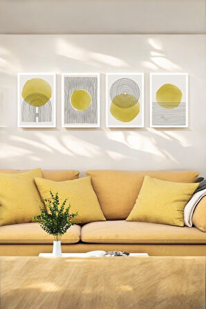 4 Parça (25x40) Büyük Boy Uv Baskı Mdf Parlayan Güneş Dalgaları Tablo Poster Seti - Set-107