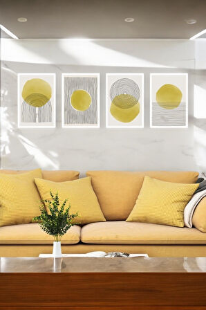 4 Parça (25x40) Büyük Boy Uv Baskı Mdf Parlayan Güneş Dalgaları Tablo Poster Seti - Set-107
