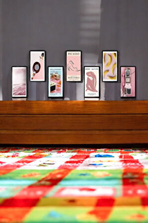 7 Parça Çerçeve Görünümlü Oturma Odası, Salon, Ofis, Çalışma Odası Tablo Seti - Set-54