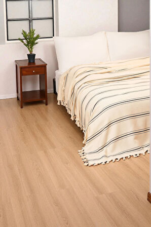 Doğal Pamuk , Yumuşak , Çok Amaçlı Örtü , Koltuk Örtüsü , Tek Kişilik Pike 160 x 220 Cm - Lacivert Krem Sofia