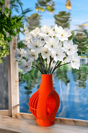 İskandinav Tarz Dekoratif Asimetrik Vazo Vegan Pla - Kırmızı