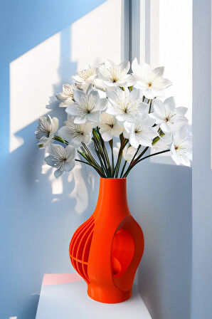 İskandinav Tarz Dekoratif Asimetrik Vazo Vegan Pla - Kırmızı