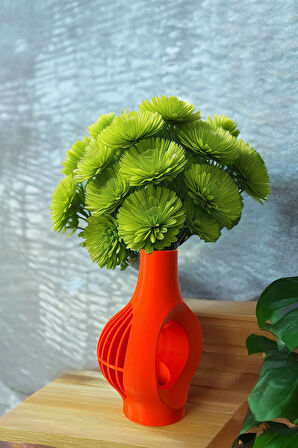 İskandinav Tarz Dekoratif Asimetrik Vazo Vegan Pla - Kırmızı