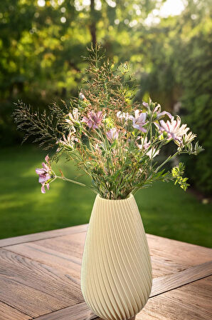 Bohem Tarz Büyük Boy Zarif İskandinav Vazo Renkli Büyük Boy Vegan Pla - Krem