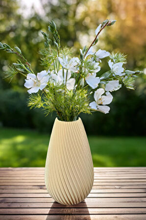 Bohem Tarz Büyük Boy Zarif İskandinav Vazo Renkli Büyük Boy Vegan Pla - Krem