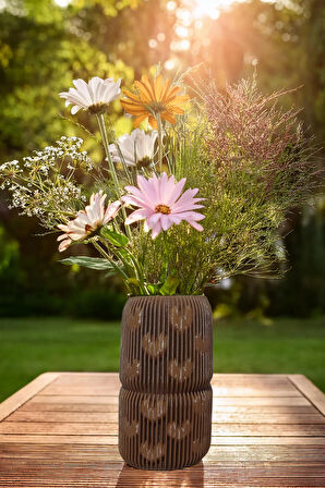 Bohem Tarz Büyük Boy Zarif İskandinav Vazo Renkli Büyük Boy 15 x 25 Cm Vegan Pla - Kahverengi