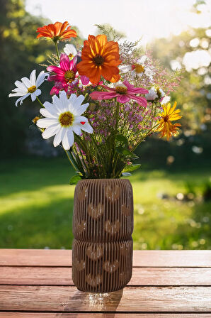 Bohem Tarz Büyük Boy Zarif İskandinav Vazo Renkli Büyük Boy 15 x 25 Cm Vegan Pla - Kahverengi