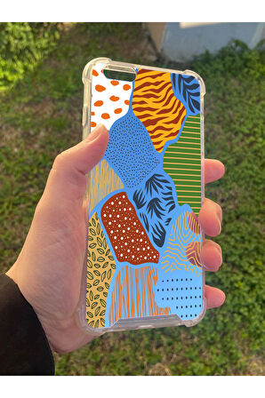 İphone 6 Plus İle Uyumlu Aynalı Karışık Desenli Darbe Kamera Korumalı Silikon Telefon Kılıfı