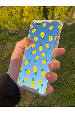 İphone 6 Plus İle Uyumlu Aynalı Ananas Desenli Darbe Kamera Korumalı Silikon Telefon Kılıfı