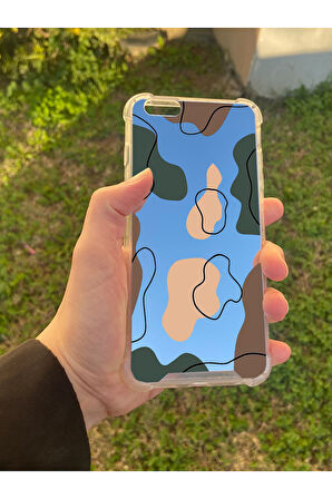 İphone 6S Plus İle Uyumlu Aynalı Dalga Desenli Darbe Kamera Korumalı Silikon Telefon Kılıfı