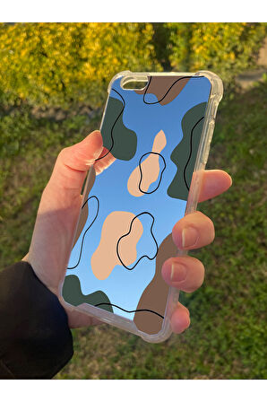 İphone 6S Plus İle Uyumlu Aynalı Dalga Desenli Darbe Kamera Korumalı Silikon Telefon Kılıfı