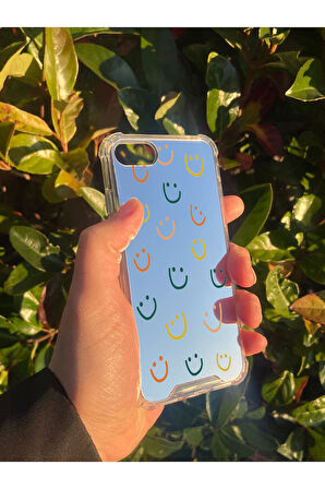 İphone 7 İle Uyumlu Aynalı Gülücük Desenli Darbe Kamera Korumalı Silikon Telefon Kılıfı