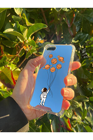 İphone 7 İle Uyumlu Aynalı Astronot Desenli Darbe Kamera Korumalı Silikon Telefon Kılıfı