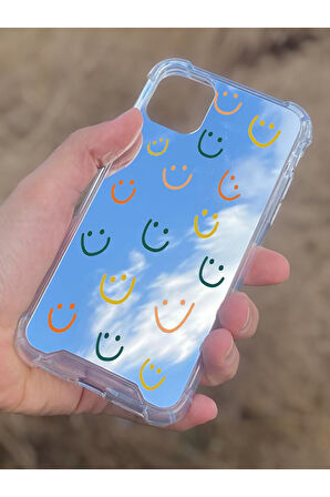 İphone 11 İle Uyumlu Aynalı Gülücük Desenli Darbe Kamera Korumalı Silikon Telefon Kılıfı