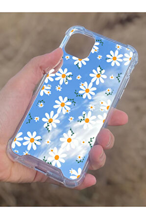İphone 11 İle Uyumlu Aynalı Papatya Desenli Darbe Kamera Korumalı Silikon Telefon Kılıfı