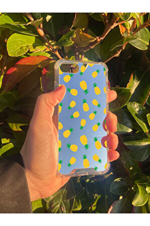İphone SE İle Uyumlu Aynalı Ananas Desenli Darbe Kamera Korumalı Silikon Telefon Kılıfı