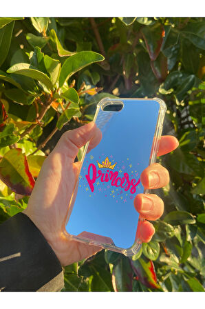 İphone SE 2022 İle Uyumlu Aynalı Prenses Desenli Darbe Kamera Korumalı Silikon Telefon Kılıfı