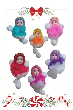 Yeni Yıl Noel Baba Kart Üzerinde Anahtarlık Peluş Bebek 5 Adet ( Kişiye Özel İsim Yazılabilir. )