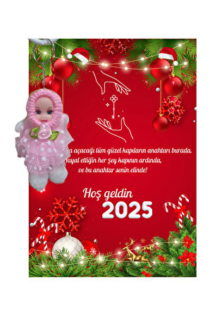 Yeni Yıl Geyik Kart Üzerinde Anahtarlık Tütü Bebek ( Kişiye Özel İsim Yazılabilir. )