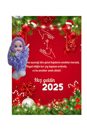 Yeni Yıl Geyik Kart Üzerinde Anahtarlık Tütü Bebek ( Kişiye Özel İsim Yazılabilir. )
