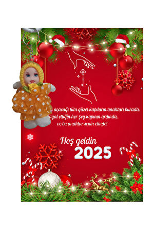 Yeni Yıl Geyik Kart Üzerinde Anahtarlık Tütü Bebek ( Kişiye Özel İsim Yazılabilir. )