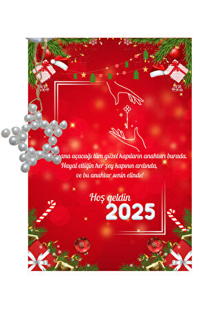 Yeni Yıl 2025 Kart Üzerinde Anahtarlık Yıldız Model ( Kişiye Özel İsim Yazılabilir. )