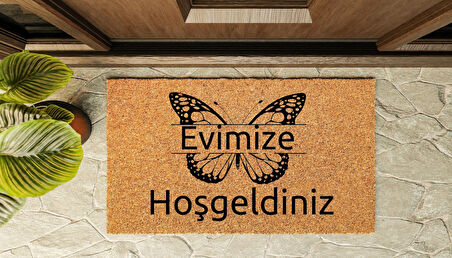 Kapı Önü Paspası Özel Tasarım Koko Model Kelebek Evimize Hoşgeldiniz PK-1567