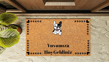 Kapı Önü Paspası Özel Tasarım Koko Model Gülen Pug PK-1578
