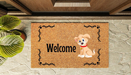 Kapı Önü Paspası Özel Tasarım Koko Model Welcome Köpek PK-1595