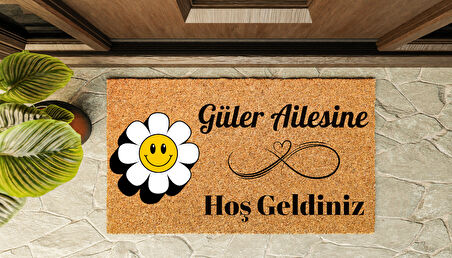 Kapı Önü Paspası Kişiye Özel Yazı Yazılır Koko Model Gülen Papatya PK-1608