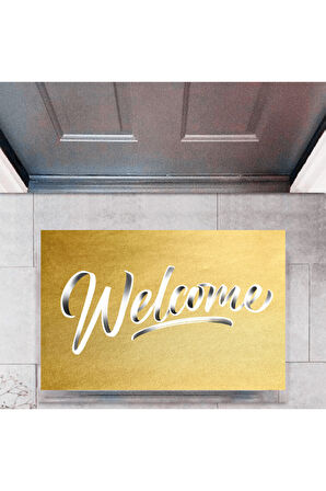Kapı Önü Paspası Dekoratif Dijital Baskı Welcome P-2324