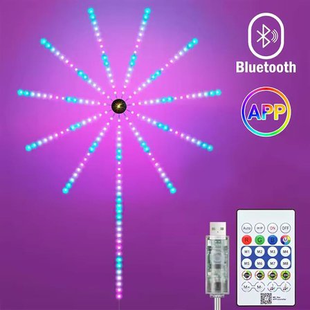 Sunup SN-22231 Bluetooth Havai Fişek LED Seti Sese Duyarlı RGB Rengi Akıllı Şerit Işık 200+ Efektli 