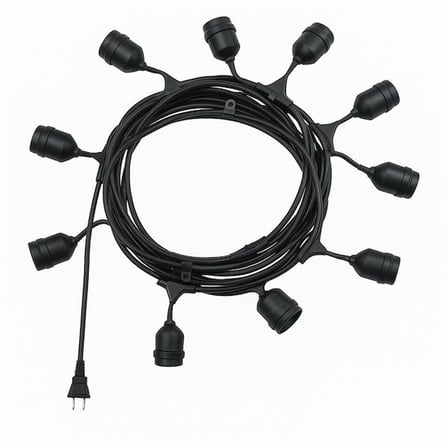 Ledx KB00002 10'Lu E27 Duy Sıralı 10 Metre Lamba Kablosu (10 Adet Duy İçerir)