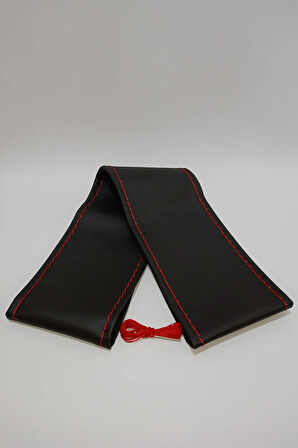 Volkswagen Sharan 1995-2010 Uyumlu Direksiyon Kılıfı Dikmeli Siyah Deri / Kırmızı Dikişli