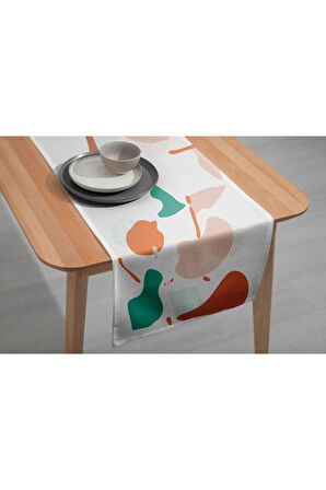 Runner Masa Örtüsü Özel Tasarım Süet Dokuma Leke Tutmaz 140 X 40 cm RUN2024-07