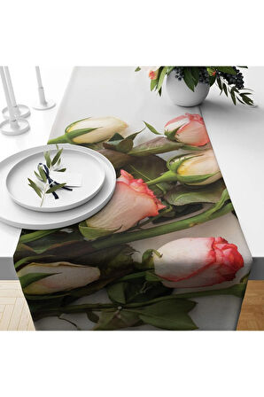 Runner Masa Örtüsü Özel Tasarım Süet Dokuma Leke Tutmaz 140 X 40 cm RUN2024-74