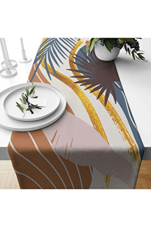 Runner & Amerikan Servis 140*40 Cm Dijital Baskı Desenli Süet Dokuma 02