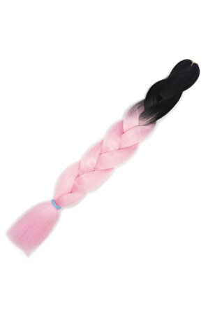 Sentetik Örgülük Saç Ombreli 2 Renk Siyah , Şeker Pembe ( 100 Gr )