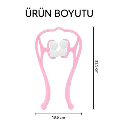 Boyun Bacak Ayak Bel Masaj Aleti Çok Fonksiyonlu Manuel 4 Tekerlekli - Pembe
