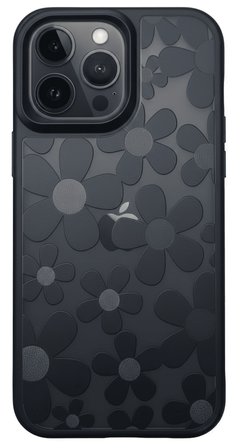 iPhone 16 Pro Max Çiçekli Kılıf Bağlama Aparatlı Siyah