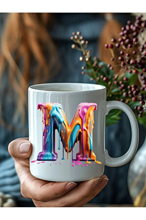 Akmış Boya Şeklinde Harf 3 Boyutlu Tasarım Seramik Kupa Mug - Hediyelik Kupa