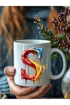 Akmış Boya Şeklinde Harf 3 Boyutlu Tasarım Seramik Kupa Mug - Hediyelik Kupa