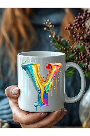 Akmış Boya Şeklinde Harf 3 Boyutlu Tasarım Seramik Kupa Mug - Hediyelik Kupa