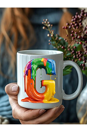 Akmış Boya Şeklinde Harf 3 Boyutlu Tasarım Seramik Kupa Mug - Hediyelik Kupa