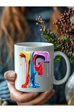 Akmış Boya Şeklinde Harf 3 Boyutlu Tasarım Seramik Kupa Mug - Hediyelik Kupa